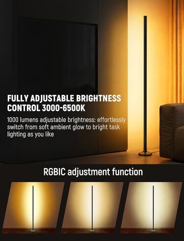 Corner Floor Lamp Smart RGB LED Corner Lamp with Music Sync, App and Remote Control Color Changing Ambience Light, Timing for Living Room, Bedroom, Gaming Room in Saudi Arabia