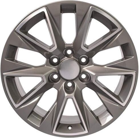 إطارات وإطارات OE Wheels CV26 مقاس 20 بوصة تناسب Silverado 1500 LTZ Style 6x139.7 20x9 مصنوعة من الفضة اللامعة - هولاندر 5919 - TS-37 AT 275/55-20 (مجموعة من 4) in Saudi Arabia