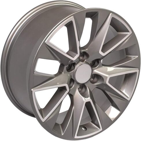 إطارات وإطارات OE Wheels CV26 مقاس 20 بوصة تناسب Silverado 1500 LTZ Style 6x139.7 20x9 مصنوعة من الفضة اللامعة - هولاندر 5919 - TS-37 AT 275/55-20 (مجموعة من 4) in Saudi Arabia