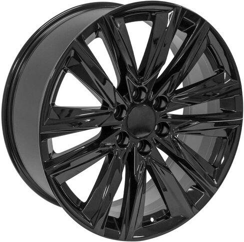 إطارات وإطارات OE Wheels CA91 مقاس 22 بوصة تناسب طراز Escalade Sport Style 6x139.7 22x9 أسود لامع - هولاندر 4869 - TS-37 AT 285/45-22 (مجموعة من 4) in Saudi Arabia