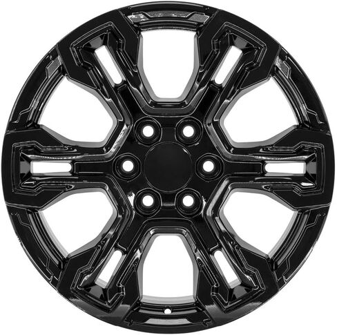 إطارات وإطارات OE Wheels CV65 مقاس 20 بوصة تناسب Silverado 1500 ZR2 Style 6x139.7 20x9 أسود لامع - هولاندر 14089 - TS-37 AT 275/55-20 (مجموعة من 4) in Saudi Arabia
