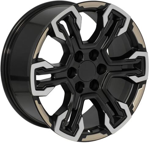 OE Wheels CV65 20 Inch Rims and Tires Fit Silverado 1500 ZR2 Style 6x139.7 20x9 Satin Black Machined Face - Two Tone - Hollander 14089 - TS-37 AT 275/55-20 (Set of 4) in Saudi Arabia