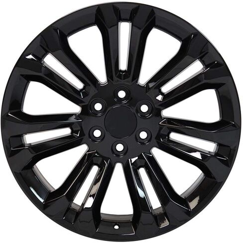 OE Wheels CV43B 22 Inch Rims and Tires Fit Silverado 1500 Style 6x139.7 22x9 Gloss Black - Hollander 5666 - TS-37 AT 285/45-22 (Set of 4) in Saudi Arabia