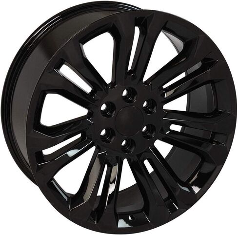 OE Wheels CV43B 22 Inch Rims and Tires Fit Silverado 1500 Style 6x139.7 22x9 Gloss Black - Hollander 5666 - TS-37 AT 285/45-22 (Set of 4) in Saudi Arabia