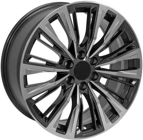 إطارات وإطارات OE Wheels CA93 مقاس 22 بوصة تناسب طراز سلسلة Escalade-V مقاس 6x139.7 22x9 من المعدن اللامع مع وجه مصقول - هولاندر 4869 - TS-37 AT 285/45-22 (مجموعة من 4) in Saudi Arabia