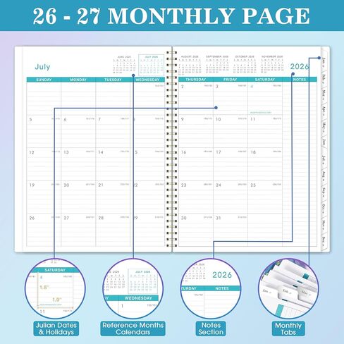 2026-2027 Monthly Planner - Monthly Planner 2026-2027 from Jul. 2026 to Dec. 2027, Academic Planners with Inner Pocket, 8.5" x 11" in Saudi Arabia