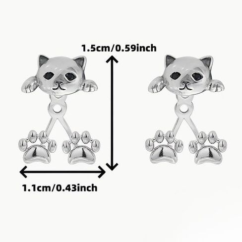 Pair of S925 Sterling Silver Cat Paw Dangle Earrings - Cute Cartoon Design, Hypoallergenic, Perfect for Daily Wear & Gifting, Ideal for Halloween & Parties, Cute Earrings in Saudi Arabia