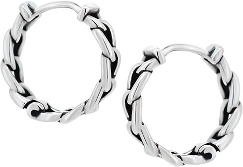 Stainless Steel Chain Link Huggie Hoop Earrings, Sold as a Pair in Saudi Arabia