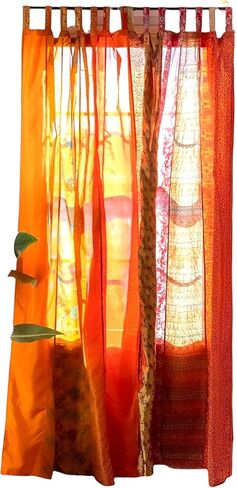 Assorted Vintage Silk Sari Curtain for Doorway, Sheer Bed Canopy, Patchwork Tapestry Window Treatment Curtains (84" x 43") Multicolor in Saudi Arabia