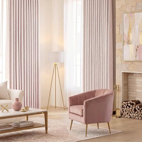 ستائر التعتيم من الجاكار الوردي الزهري بطول 84 بوصة لغرفة المعيشة وغرفة النوم وغرفة زهرة الشنيل سواد الغرفة العازلة للصوت وعازلة للصوت وستائر معالجة النوافذ 2 لوح in Kuwait