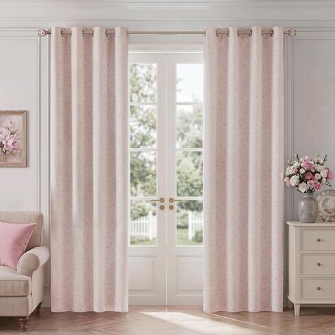 ستائر التعتيم من الجاكار الوردي الزهري بطول 84 بوصة لغرفة المعيشة وغرفة النوم وغرفة زهرة الشنيل سواد الغرفة العازلة للصوت وعازلة للصوت وستائر معالجة النوافذ 2 لوح in Kuwait