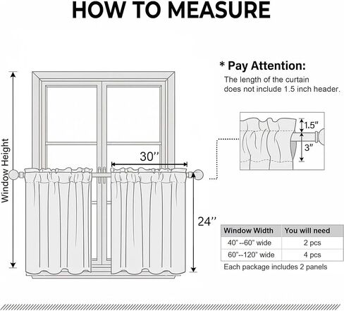 OVZME Black Kitchen Curtains 24 Inch Length - Light Filtering Solid Small Cafe Curtains, Short Window Curtains for Bathroom Basement RV Camper, 2 Panels, 30" Wx24 L in Kuwait