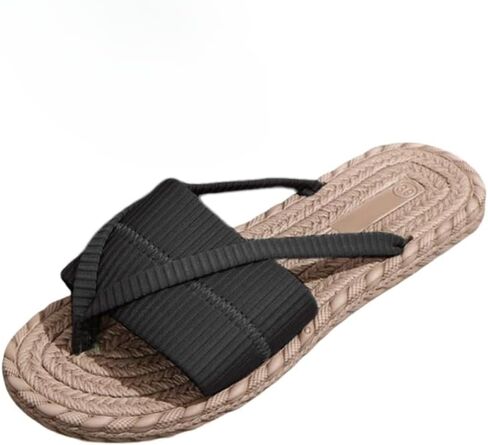 Women's Boho Vacation Open Toe Slides Flip Flop Sandals Slip On Beach Flat Sandals Slippers in Saudi Arabia