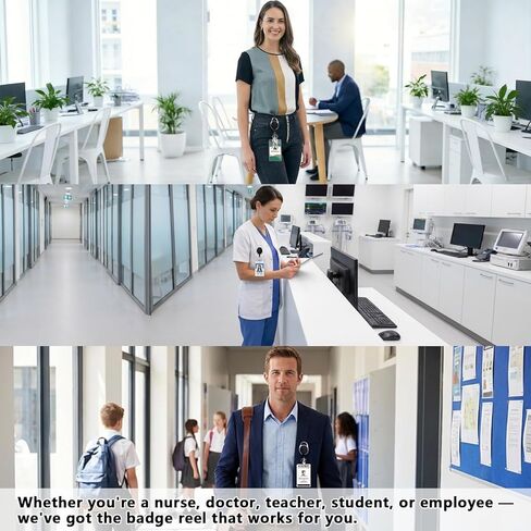 Retractable ID Badge Holder Reel: 2 Pack Vertical Clear Card Cases with Metal Belt Clip，Detachable Keychain 24" Pull Cord Heavy Duty for Nurse Work Office Teacher Security Cruise Student Tactical in Saudi Arabia