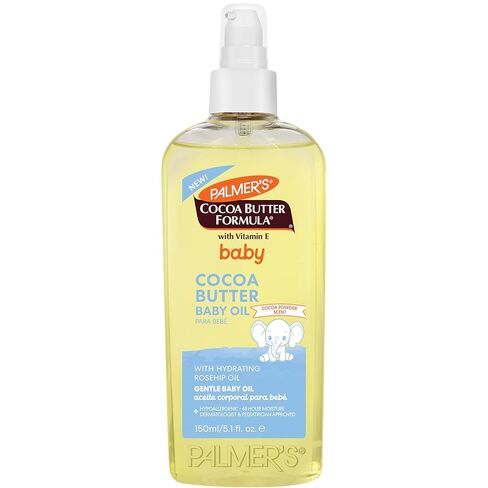 Palmer's Baby Oil, Cocoa Butter Formula Gentle Body Oil, 5.1 fl oz, Nourishing Massage Oil for Delicate Skin with Vitamin E & Argan Oil, 48-Hrs Moisture, Dermatologist Tested Baby Essentials in Kuwait