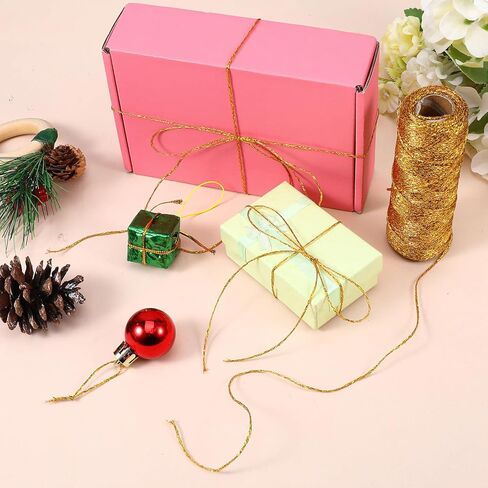 Gold String for Ornaments 1mm Metallic Bakers String 110 Yards Christmas Ornament Gold Cord Glitter Twine Inelastic Wrapping Twine for DIY Decor Gift Wrapping Gift Tags Crafts Wedding in Saudi Arabia
