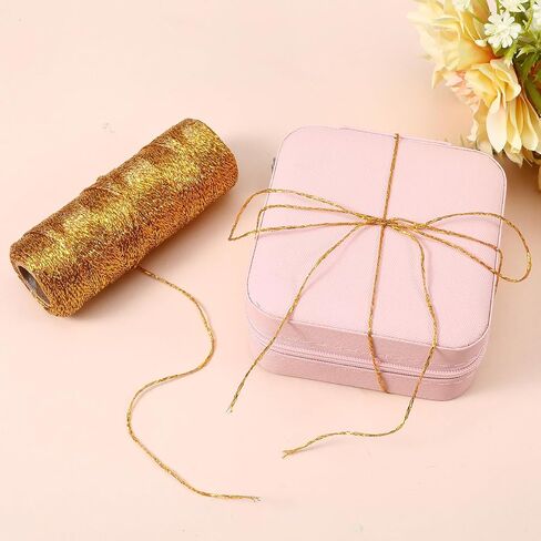 Gold String for Ornaments 1mm Metallic Bakers String 110 Yards Christmas Ornament Gold Cord Glitter Twine Inelastic Wrapping Twine for DIY Decor Gift Wrapping Gift Tags Crafts Wedding in Saudi Arabia