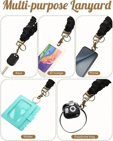 حبل ربطة عنق لبطاقة الهوية/المفاتيح (عبوة من قطعتين) - ربطة عنق للمعلم مع مشبك إغلاق | سوار معصم قابل للتمدد، حلقة على شكل حرف D، مدرس حبل ربطة عنق للجنسين للرجال والنساء ومفاتيح السيارة in Kuwait