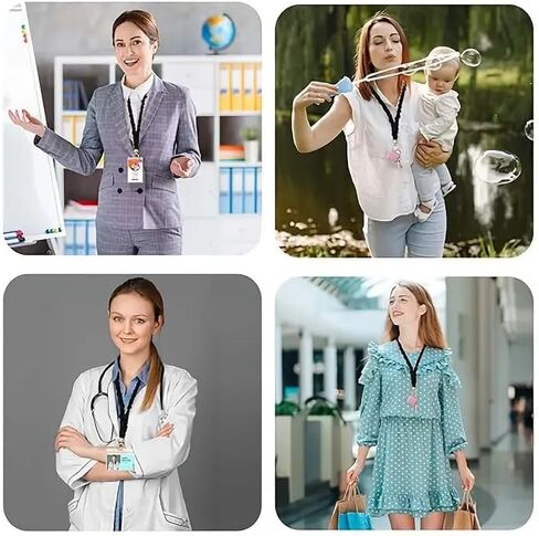 حبل ربطة عنق لبطاقة الهوية/المفاتيح (عبوة من قطعتين) - ربطة عنق للمعلم مع مشبك إغلاق | سوار معصم قابل للتمدد، حلقة على شكل حرف D، مدرس حبل ربطة عنق للجنسين للرجال والنساء ومفاتيح السيارة in Kuwait