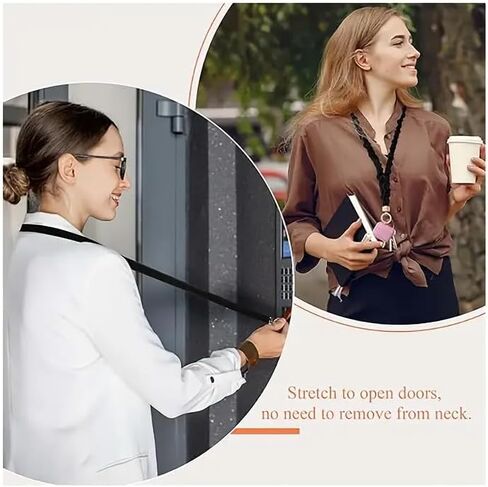 حبل ربطة عنق لبطاقة الهوية/المفاتيح (عبوة من قطعتين) - ربطة عنق للمعلم مع مشبك إغلاق | سوار معصم قابل للتمدد، حلقة على شكل حرف D، مدرس حبل ربطة عنق للجنسين للرجال والنساء ومفاتيح السيارة in Kuwait