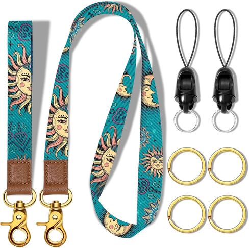 MTLEE 8 Pcs Lanyards Key Chain Lanyard for Wristlet Strap Holder for Men and Women, Keys Strap Neck Detachable, Moon and Sun in Saudi Arabia
