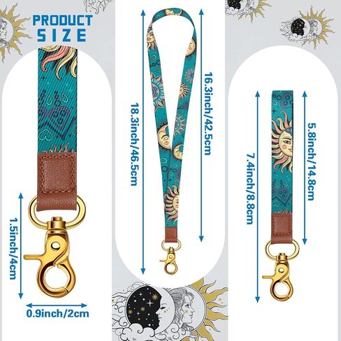 MTLEE 8 Pcs Lanyards Key Chain Lanyard for Wristlet Strap Holder for Men and Women, Keys Strap Neck Detachable, Moon and Sun in Saudi Arabia