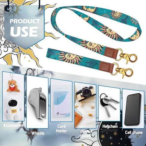 MTLEE 8 Pcs Lanyards Key Chain Lanyard for Wristlet Strap Holder for Men and Women, Keys Strap Neck Detachable, Moon and Sun in Saudi Arabia