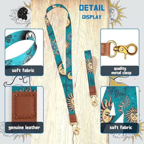 MTLEE 8 Pcs Lanyards Key Chain Lanyard for Wristlet Strap Holder for Men and Women, Keys Strap Neck Detachable, Moon and Sun in Saudi Arabia