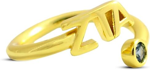 Sorority Shop Zeta Tau Alpha Ring- 18k Gold-Plated Wraparound Ring with Sapphire Blue Gemstone and Zeta Tau Alpha Greek Letters, Sorority Jewelry Gift in Saudi Arabia