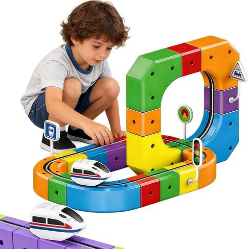 مجموعة قطار كهربائي 3D مسارات سباق سحرية مرنة للأطفال الذين تتراوح أعمارهم بين 3 4 5 6 7 8، 51 قطعة مسار سباق مضاد للجاذبية مع سيارة، لعبة البناء التعليمية STEM للأولاد والبنات عيد الميلاد، عيد الميلاد in Saudi Arabia