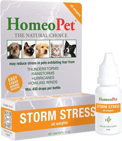 HomeoPet Storm Stress, Storm Anxiety Relief for Dogs, Cats, and Other Small Animals, 15 Milliliters in Kuwait