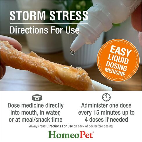 HomeoPet Storm Stress, Storm Anxiety Relief for Dogs, Cats, and Other Small Animals, 15 Milliliters in Kuwait