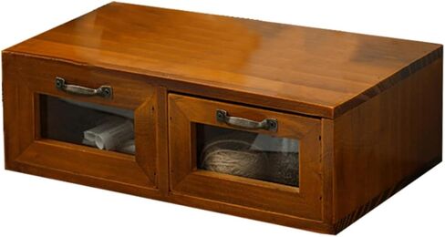 TEHAUX Vintage Wooden Monitor Stand with Dual Desktop Storage Organizer for Office and Home Ergonomic Computer Riser Box with Multi Function Storage for Stationery Cosmetics and Sundries in Kuwait