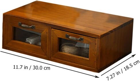 TEHAUX Vintage Wooden Monitor Stand with Dual Desktop Storage Organizer for Office and Home Ergonomic Computer Riser Box with Multi Function Storage for Stationery Cosmetics and Sundries in Kuwait