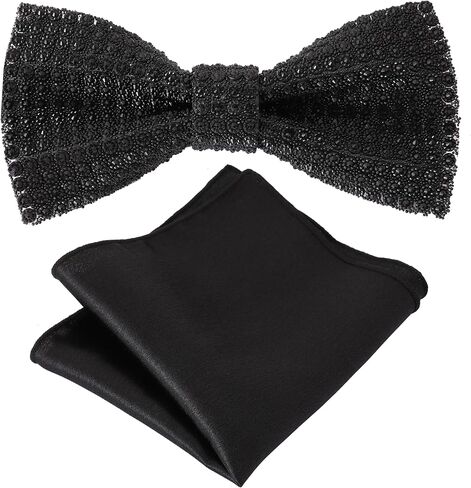 Rhinestones Bowties Pre-tied for Party and Anniversary with Pocket Square in Gift box in Saudi Arabia