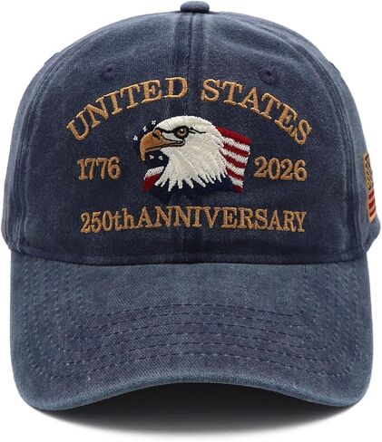 250 Anniversary USA Hat Anniversary Adjustable Patriotic Baseball Cap, Commemorative American Heritage in Kuwait