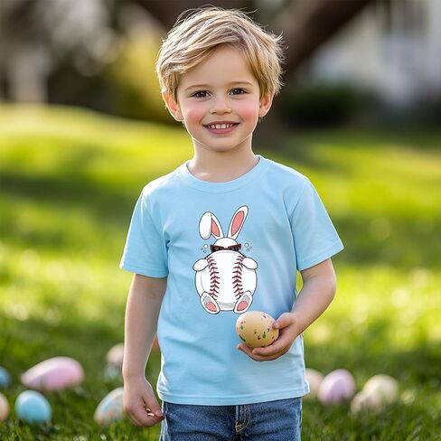 Kids Easter Shirts Toddler Bunny Tshirts Baseball Tees Cotton Short Sleeve Tops 2-10 Years in Saudi Arabia