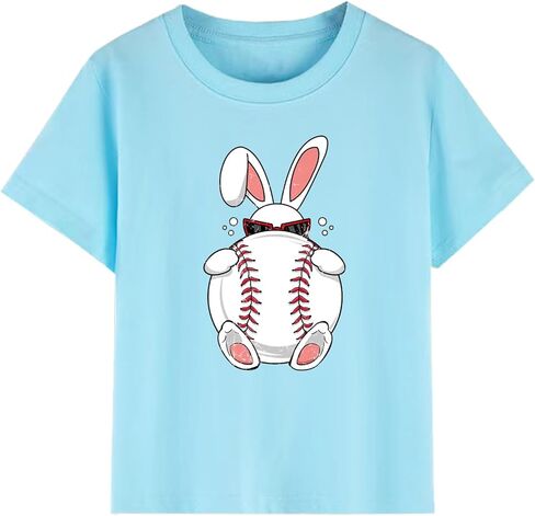 قمصان عيد الفصح للأطفال الصغار، قمصان بيسبول، تيشيرتات قطنية بأكمام قصيرة، 2-10 سنوات in Kuwait