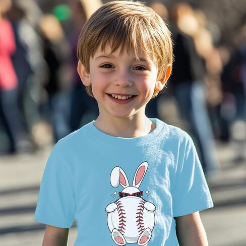 Kids Easter Shirts Toddler Bunny Tshirts Baseball Tees Cotton Short Sleeve Tops 2-10 Years in Saudi Arabia