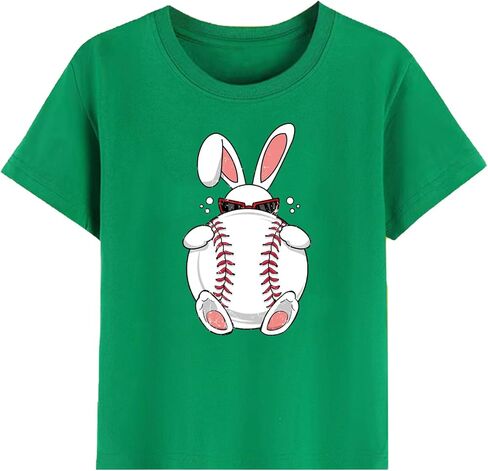 Kids Easter Shirts Toddler Bunny Tshirts Baseball Tees Cotton Short Sleeve Tops 2-10 Years in Saudi Arabia