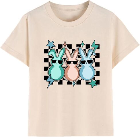 Kids Easter Shirts Toddler Bunny Tshirts Baseball Tees Cotton Short Sleeve Tops 2-10 Years in Saudi Arabia