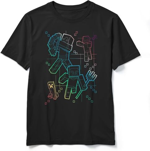 Boy's Minecraft Rainbow Characters Lines T-Shirt in Saudi Arabia