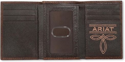 ARIAT Men's Bug Stitch Trifold Wallet with Embossed Patch in Saudi Arabia