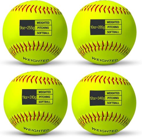 Weighted Practice Softballs for Throwing, Set of 4, 6oz to 12oz, Help Increase Pitch Velocity in Saudi Arabia