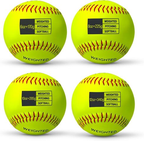 Weighted Practice Softballs for Throwing, Set of 4, 6oz to 12oz, Help Increase Pitch Velocity in Kuwait