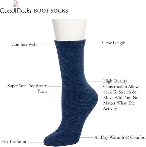 Cuddl Duds Women Super Soft 4 Pair Pack Modern Multicolor Easy Care Crew Boot Socks in Kuwait