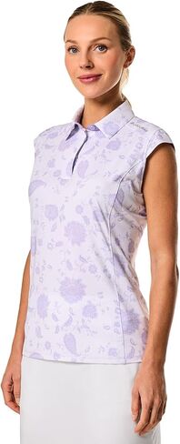 Coolibar Women's Performance Sleeveless Polo - UPF 50+ Sun Protection - Dew in White Floral Paisley in Saudi Arabia