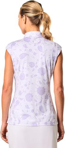 Coolibar Women's Performance Sleeveless Polo - UPF 50+ Sun Protection - Dew in White Floral Paisley in Saudi Arabia