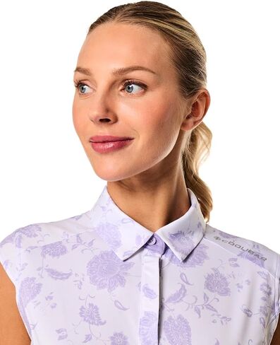 Coolibar Women's Performance Sleeveless Polo - UPF 50+ Sun Protection - Dew in White Floral Paisley in Saudi Arabia