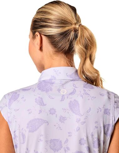 Coolibar Women's Performance Sleeveless Polo - UPF 50+ Sun Protection - Dew in White Floral Paisley in Saudi Arabia